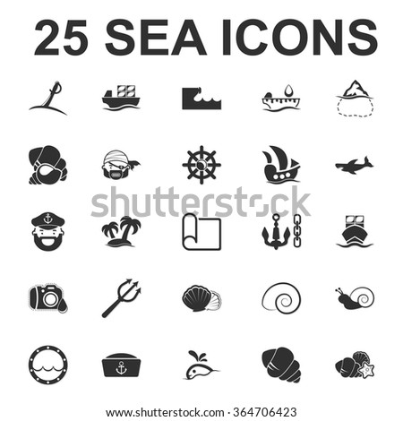 Sea icons set. 
