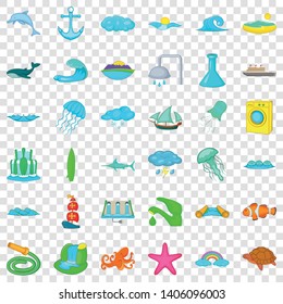 Sea icons set. Cartoon style of 36 sea vector icons for web for any design