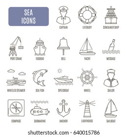 Sea Icons. Set Of Vector Pictogram For Web Graphics