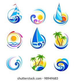 ?ollection of sea icons and summer vacation