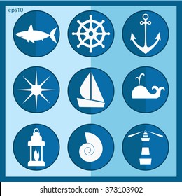 Sea icons vector set. 