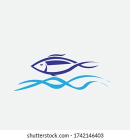 sea ​​fish illustration of blue water. vector design