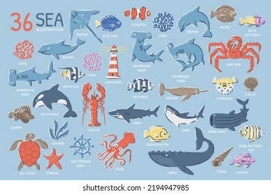 Sea illustration for website, application, printing, document, poster design, etc.