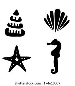 Sea inhabitants , vector patterns suitable for a beach towel or bathroom floor mat 