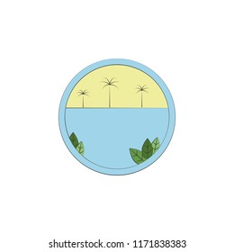 Sea and island colored in circle icon. Element of colored landscape in circle icon for mobile concept and web apps. Colored Sea and island can be used for web and mobile