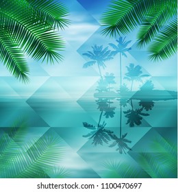 Sea with island. Geometric background.