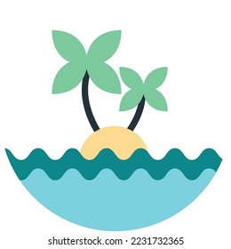 sea island illustration in minimal style isolated on background