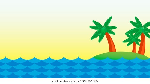 Sea and island on summer season , illustrator vector design