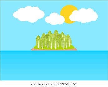 Sea island in the summer vacation concept illustrator