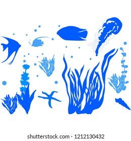 Sea jellyfish. Fish aquarium.