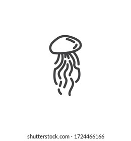 Sea jellyfish line icon. linear style sign for mobile concept and web design. Jellyfish animal outline vector icon. Symbol, logo illustration. Vector graphics