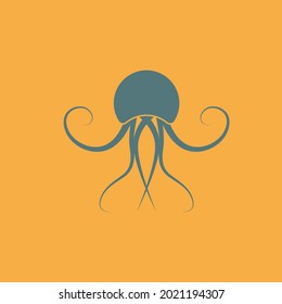 sea jellyfish logo isolated on a yellow background
