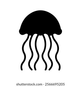 Sea jellyfish silhouette vector illustration on white background.