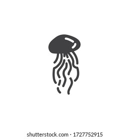 Sea jellyfish vector icon. filled flat sign for mobile concept and web design. Jellyfish animal glyph icon. Symbol, logo illustration. Vector graphics