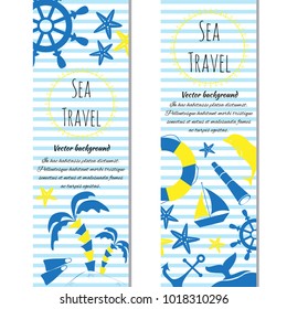 Sea journey cartoon banners. Vector illustration