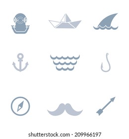 Sea journey icon set 