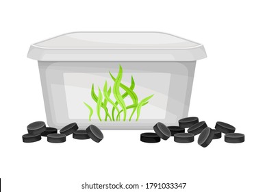 Sea Kelp in Tablets as Organic Fertilizer for Soil and Plant Growth Vector Illustration