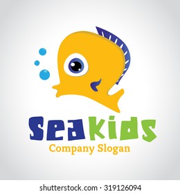 Sea Kids,Fish logo, Animal logo,Animal logo collection,Elements for brand identity,Vector Logo template.