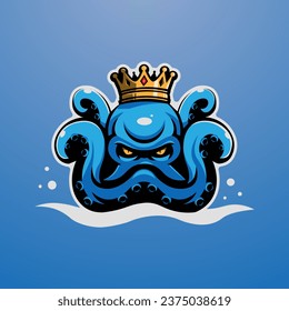 Sea king octopus mascot logo for sports team and gaming