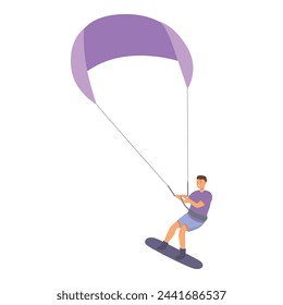 Sea kitesurfing icon cartoon vector. Wind freestyle. Action ocean sport