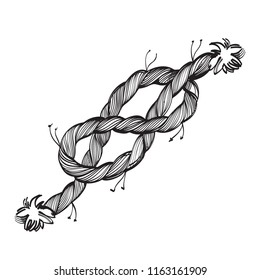 Sea knot contour illustration for coloring. Template for tattoo.