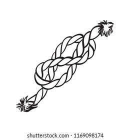 Sea knot contour illustration for coloring. Template for tattoo.