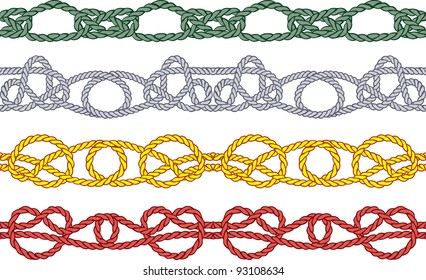 Sea knot decoration seamless pattern set