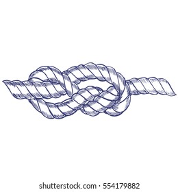 Sea Knot Rope Hand Draw Sketch. Vector illustration