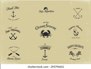 Set Vintage Nautical Labels Icons Design Stock Vector (Royalty Free ...