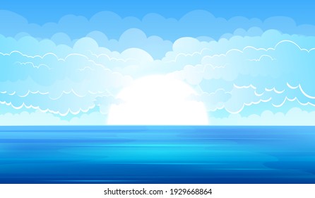 Ilustración del diseño del vector de fondo del paisaje marino
