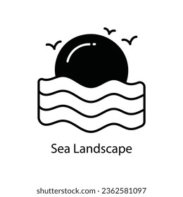 Sea Landscape doodle Icon Design illustration. Travel Symbol on White background EPS 10 File