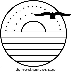 Sea landscape line art icon 