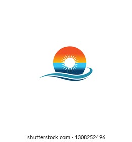 sea landscape logo template