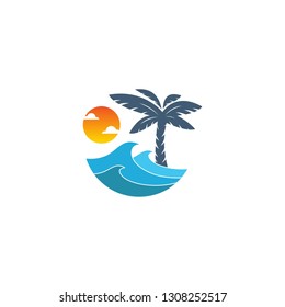 sea landscape logo template