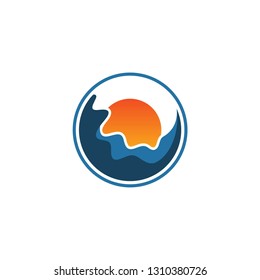 sea landscape logo template