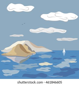 Sea landscape with mountains