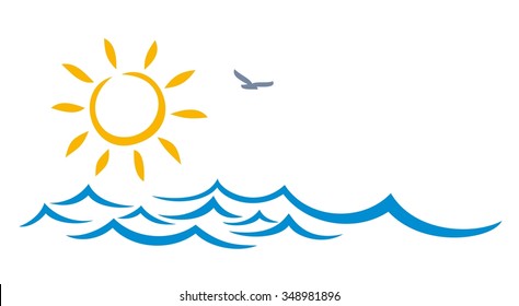 El paisaje marino con el sol. 