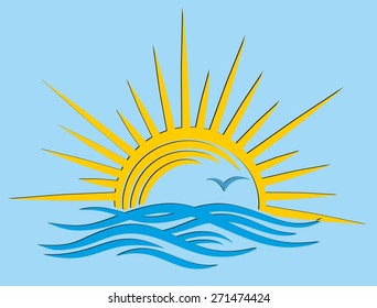 Sea landscape from the sun dawn.