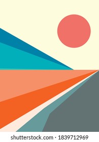 sea landscape with sun and mountain