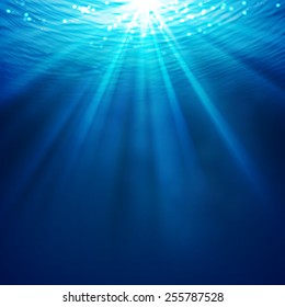 Sea landscape underwater space, vector - Abstract underwater background with sunlight