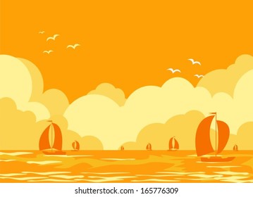 Sea landscape, vector