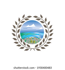 sea ​​and landscape vector illustration of tree decoration