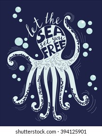 Sea lettering quote in illustration