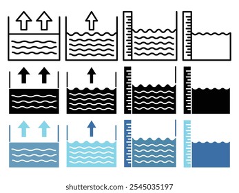Coleção de ícones de nível do mar sobre fundo branco