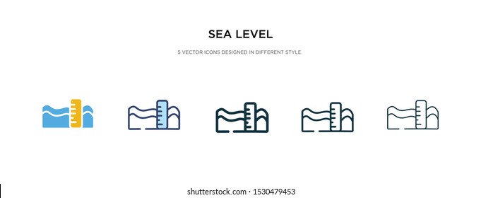 sea level icon in different style vector illustration. two colored and black sea level vector icons designed in filled, outline, line and stroke style can be used for web, mobile, ui