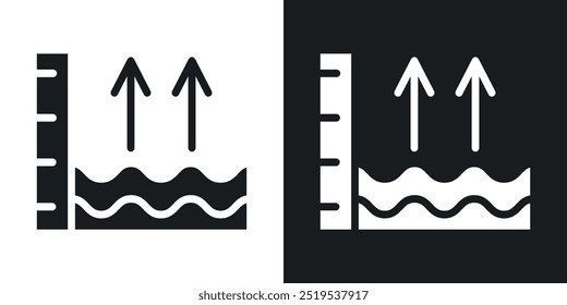 Sea level icon icons in black and white filled style