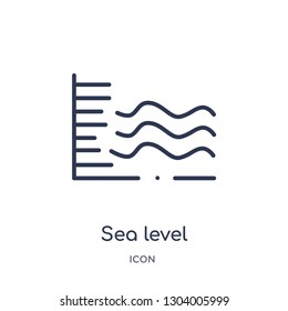 sea level icon from weather outline collection. Thin line sea level icon isolated on white background.