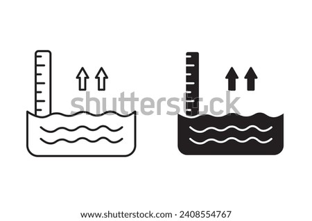 sea level outline icon collection or set. sea level Thin vector line art