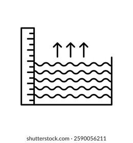 sea level outline icon, vector simple flat black trendy style illustration for web and app..eps
