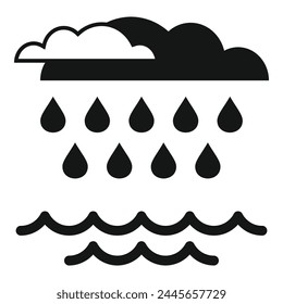 Sea level rise after rains icon simple vector. Climate disasters. Global warming